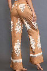 Border Print Wide Leg Pants Umgee